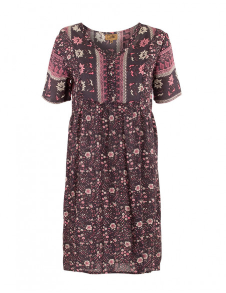 Loose dress with flower motifs