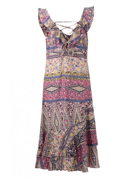 Robe courte avec dos original pour femme style bohème