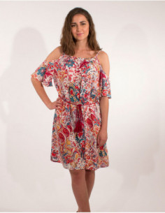 Robe courte fleurie avec ceinture 2