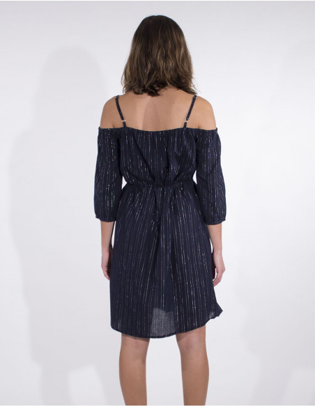 Chic short dress with golden threads