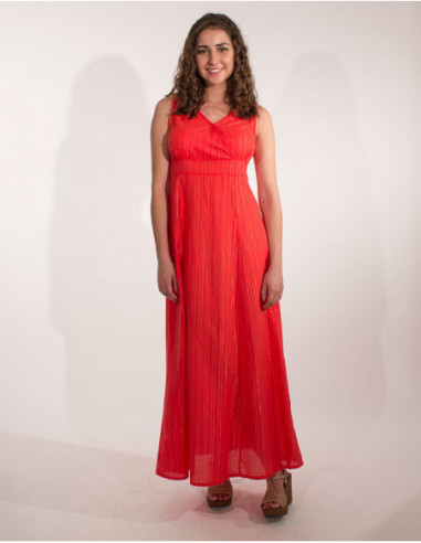 Robe longue chic pour femme unie corail basique pour l'été