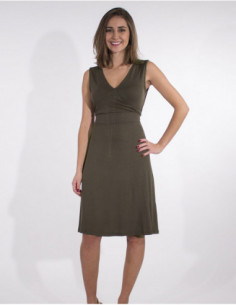 Robe basique col V courte pour l'été 2