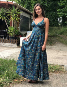 Robe longue décolletée au dos croisé