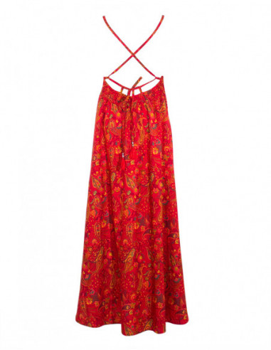 Robe longue décolletée au dos croisé