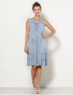 Embroidered stone wash dress