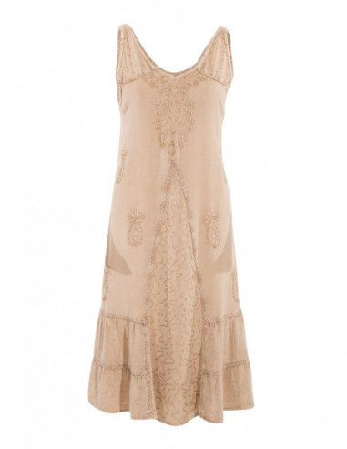 Embroidered stone wash dress