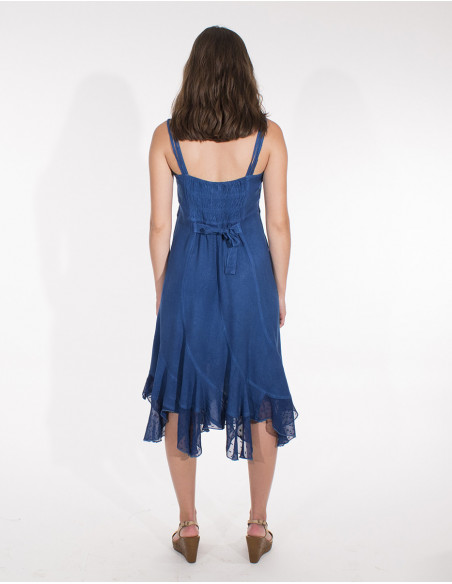 Stone originale en stone wash pour femme avec plumetis couleur bleu marine