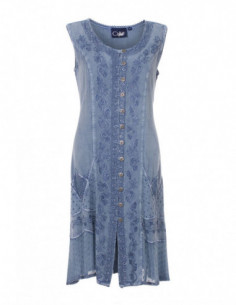 Robe chemise féminine en stone wash avec broderies 2