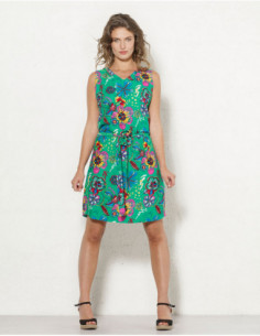 Robe courte et droite à imprimé de fleurs colorées