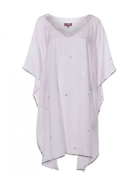 Robe poncho à sequins argentés