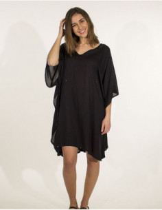 Robe poncho à sequins argentés