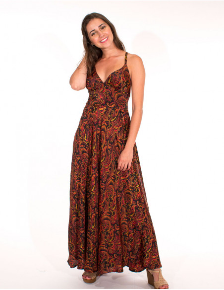 Robe bohème dos nu motifs bollywood