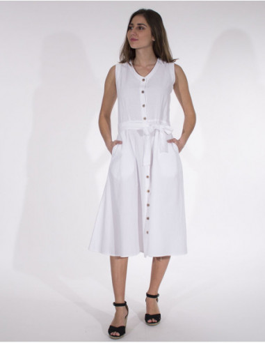 Robe vintage midi unie basique kaki
