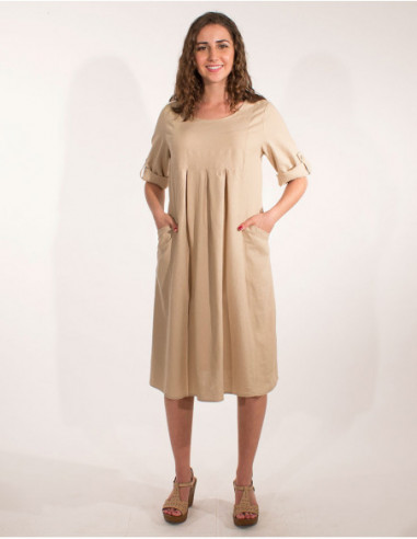 Robe décontractée lin viscose manche 3/4