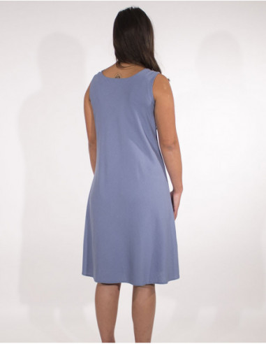 Robe femme basique courte en lin uni argent