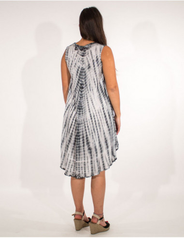 Robe courte féminine pour la plage et l'été tie and dye gris