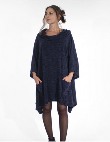 Robe pull courte pour l'hiver large bleu marine