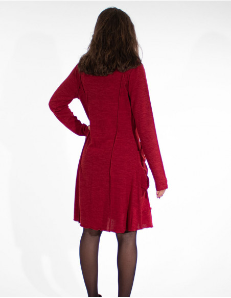 Robe hiver originale chaude bordeaux dos