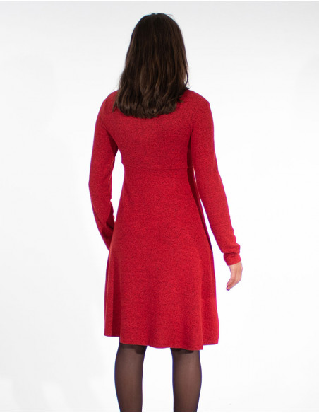 Robe hiver maille ethnique originale rouge dos
