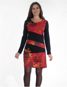 Robe hiver patchwork brodée en coton  2