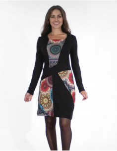 Robe hiver originale ethnique patchwork