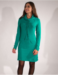 Robe hiver col roulé maille chaude décontractée unie