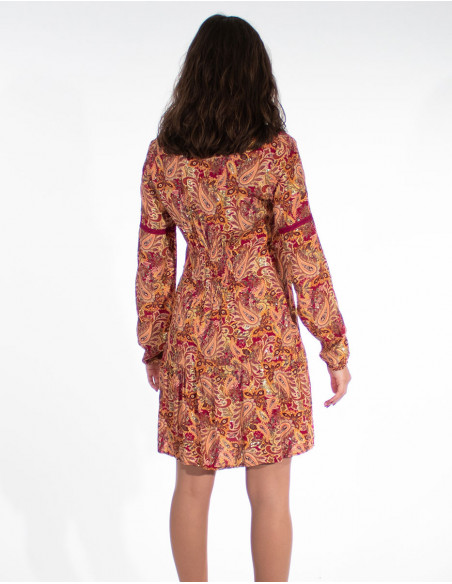 Bohemian pink cashmere print dress