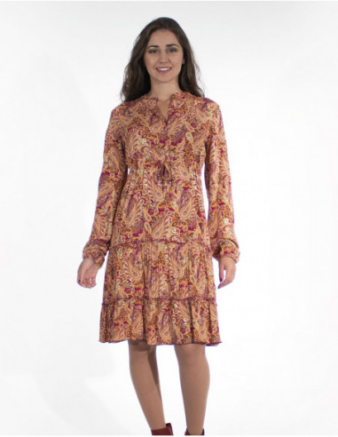 Bohemian-style gold dress with ruffles