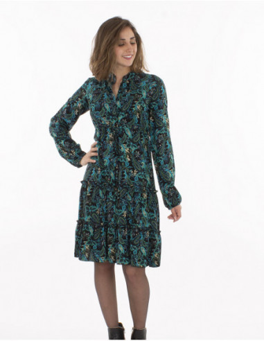 Robe dorée à volants style bohème