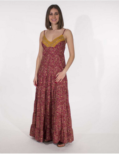 Long dress with thin adjustable straps