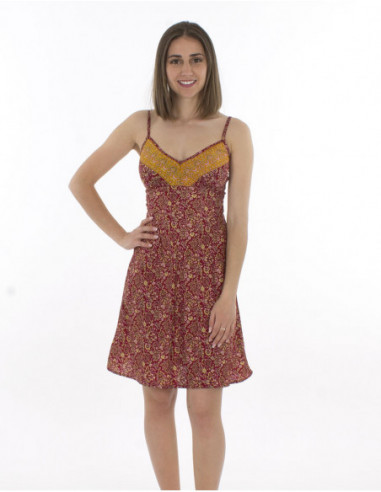 Short strapless summer dress with flower
