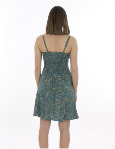 Robe de plage  légère à fines bretelles pétrole dos