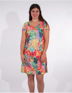 Robe de plage imprimée tropical à manches courtes 2