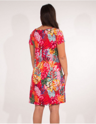 Robe de plage imprimée tropical à manches courtes