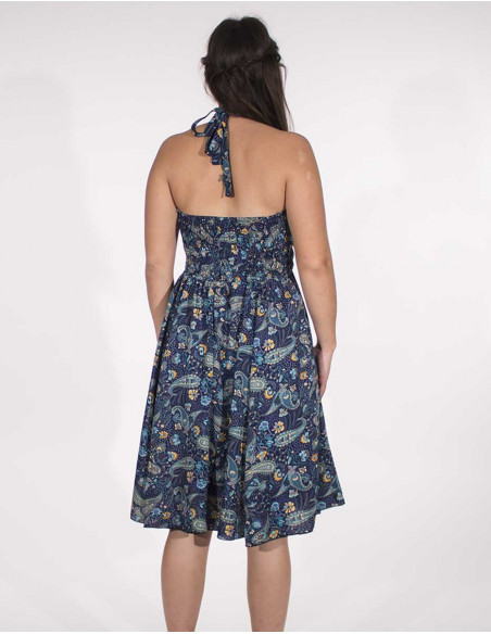 Robe courte chic et élégante dos nu marine dos