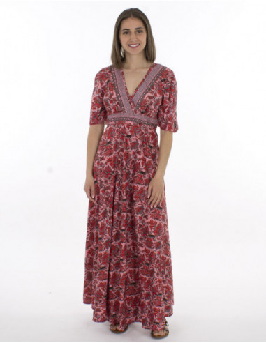 Robe longue romantique élégante à manches larges rose