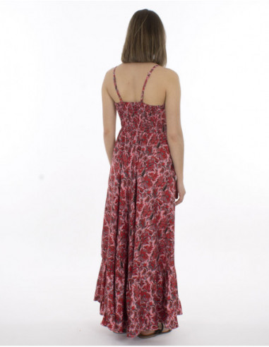 Long dress with thin straps and belt