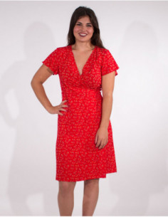 Robe courte basique portefeuille manches courtes