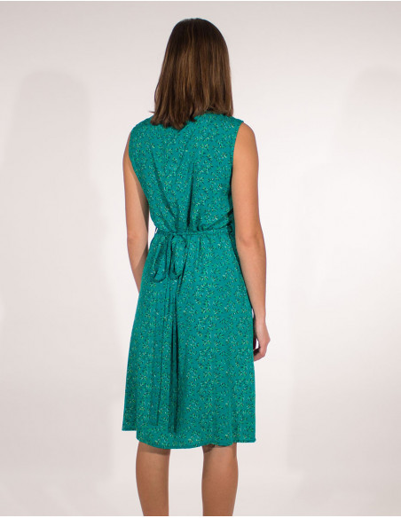 Robe courte portefeuille basique sans manches menthe dos