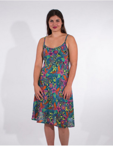 Flared dress with thin straps