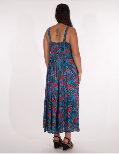 Strappy long dress with smocked back