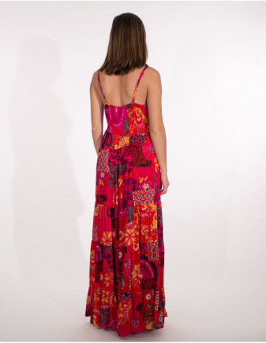 Long dress with thin adjustable straps