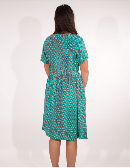 Robe courte à manches courtes et lien de ceinture menthe dos