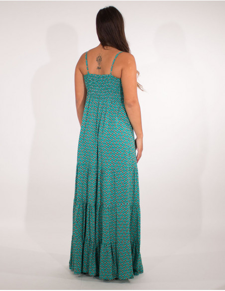 Long dress with flounces and thin straps