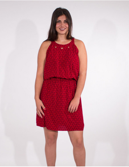 Short viscose dress with elastic waist