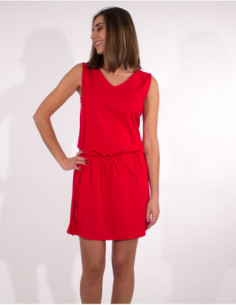 robe basique courte sans manches coulissant à la taille