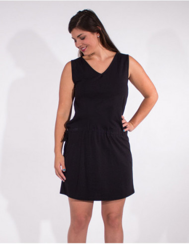 robe basique courte sans manches coulissant à la taille noire