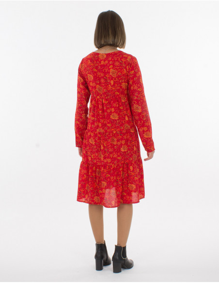 Square neck mid-length dress