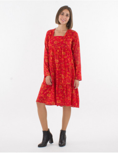 Square neck mid-length dress