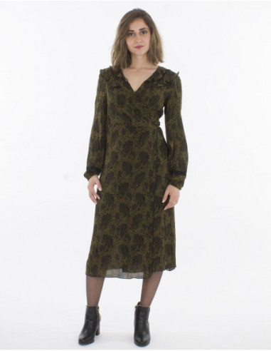 Robe midi paréo chic et féminine avec motif fleurs originales